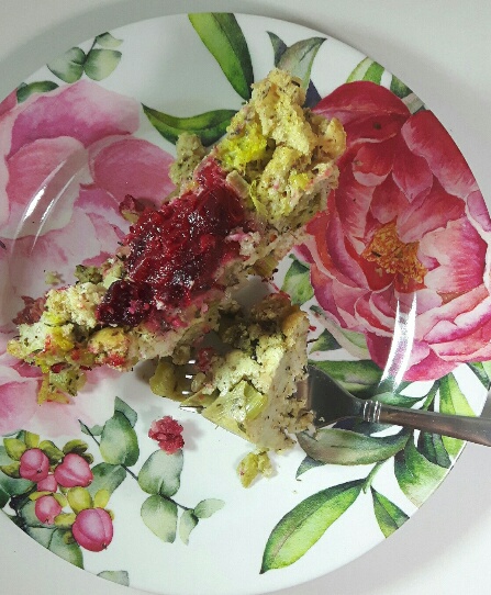 Fresh Stuffing Topped with Cranberry